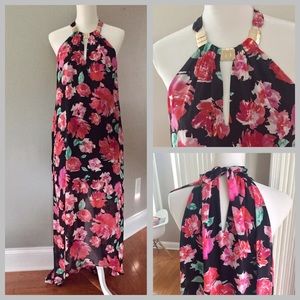 Guess chiffon floral maxi halter dress